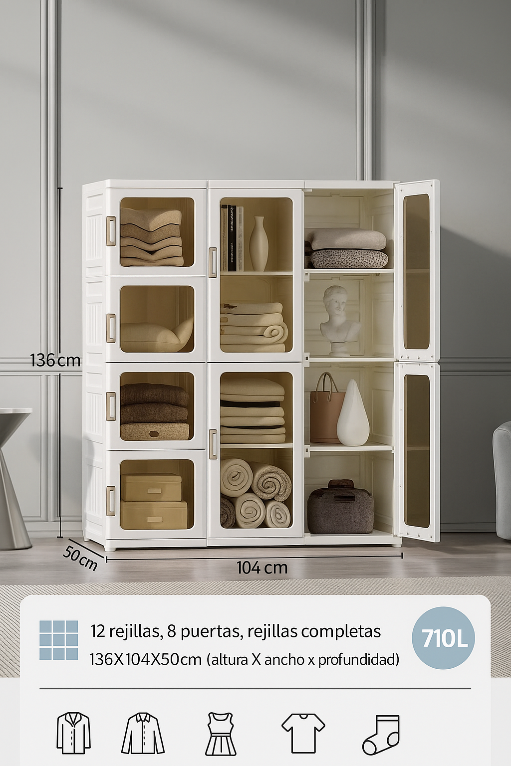 Organizador plegable: compra 1 y llévate 2 + 20 perchas gratis