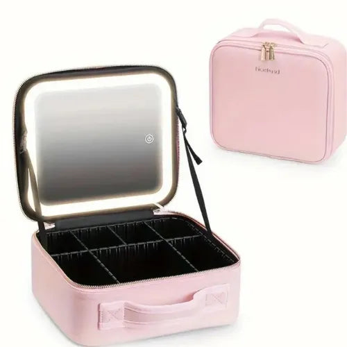 Cofre de maquillaje con espejo LED