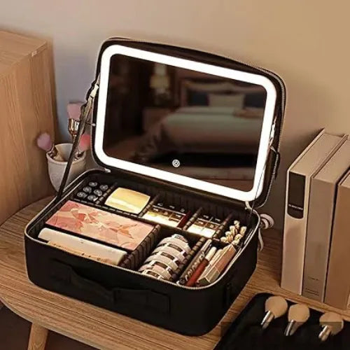 Cofre de maquillaje con espejo LED