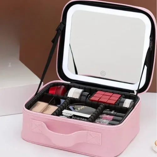 Cofre de maquillaje con espejo LED