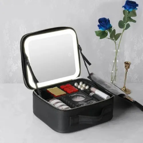 Cofre de maquillaje con espejo LED