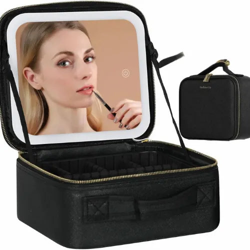 Cofre de maquillaje con espejo LED